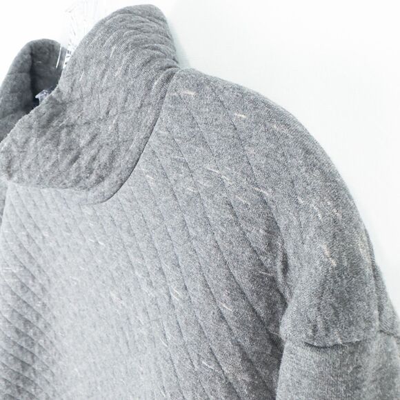 LL Bean Quilted Pullover Sweatshirt Womens Petite Large Dark Gray Mock Neck - Picture 6 of 16